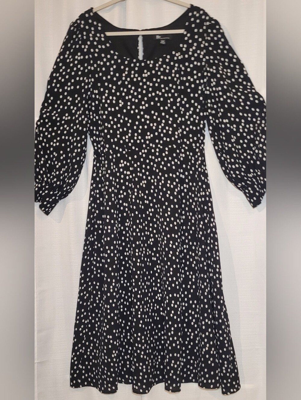 Chetta B Black Dress with White Polka Dots Midi 18W
